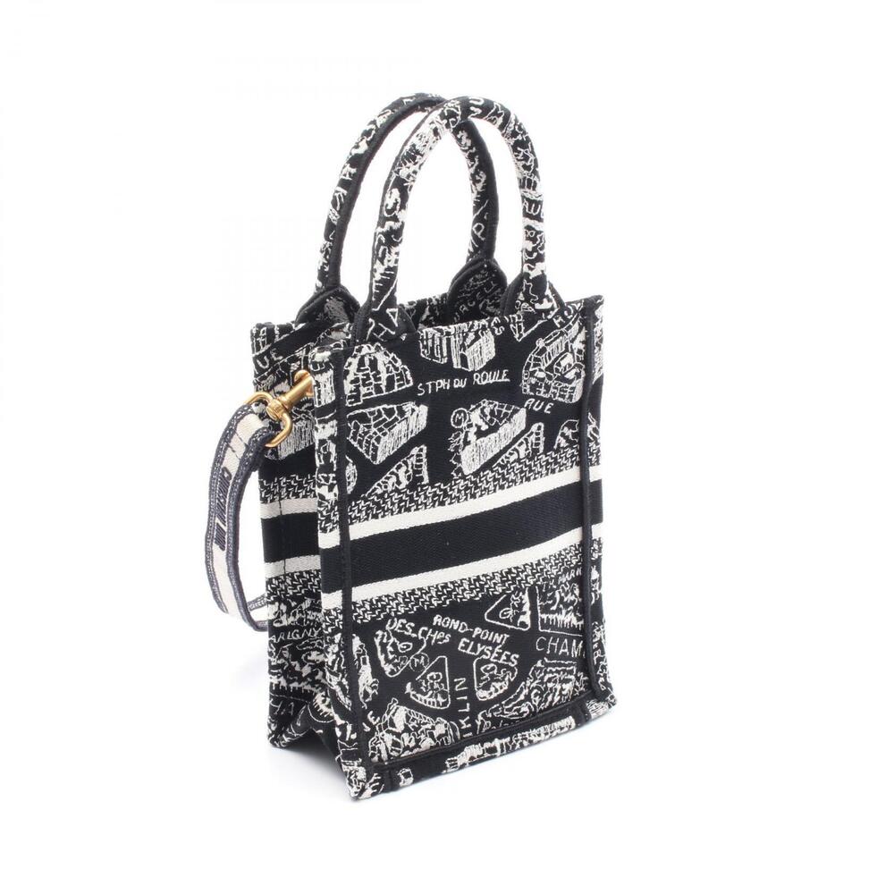 Dior BOOK Phone Handbag Bag TOTE White Black Canvas